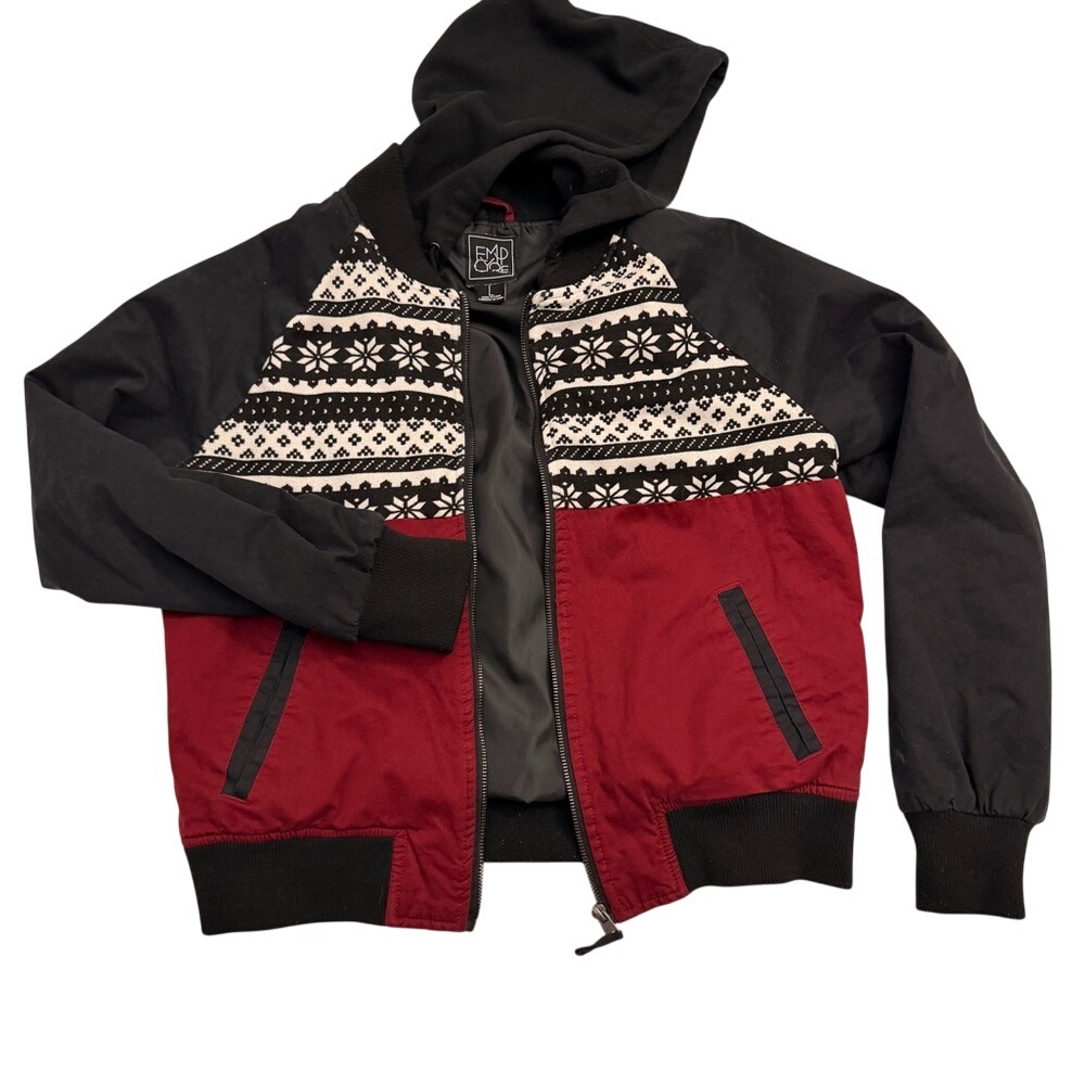 Empyre Black and Red Patterned Jacket Size L